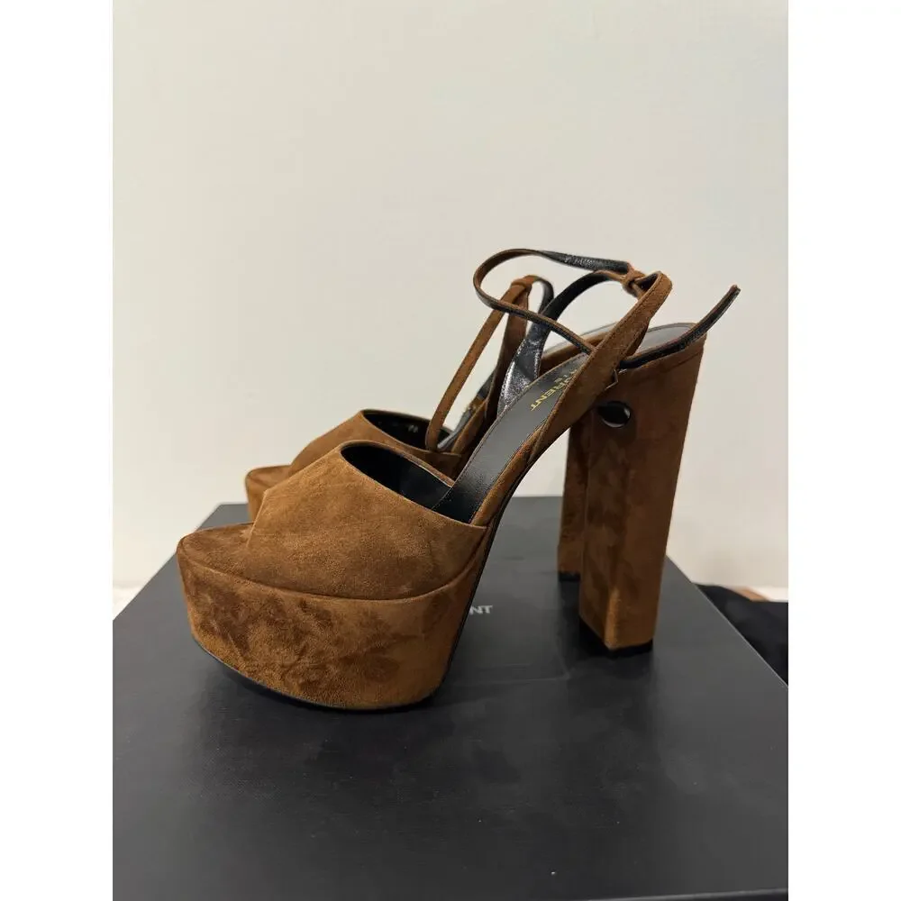 SAINT LAURENT JODIE PLATFORM SANDALS IN SUEDE LAND BNIB 39.5 - Picture 8 of 9